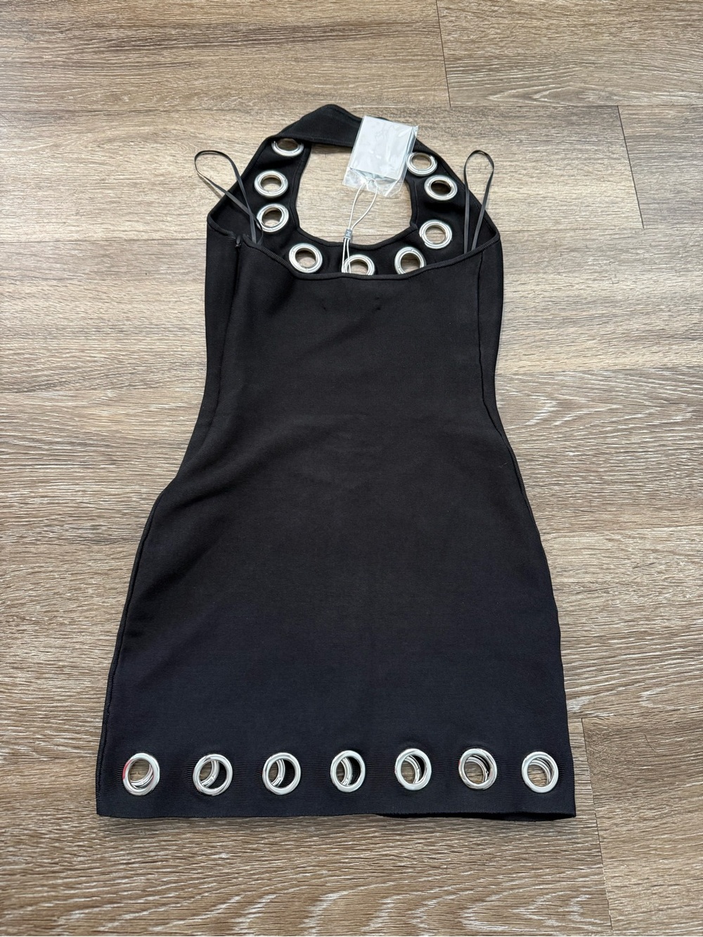 Naked Wardrobe Bandage Halter Grommet Mini Dress Black - Picture 9 of 12